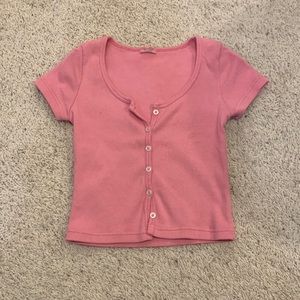 Pacsun Pink Button Up Crop Top